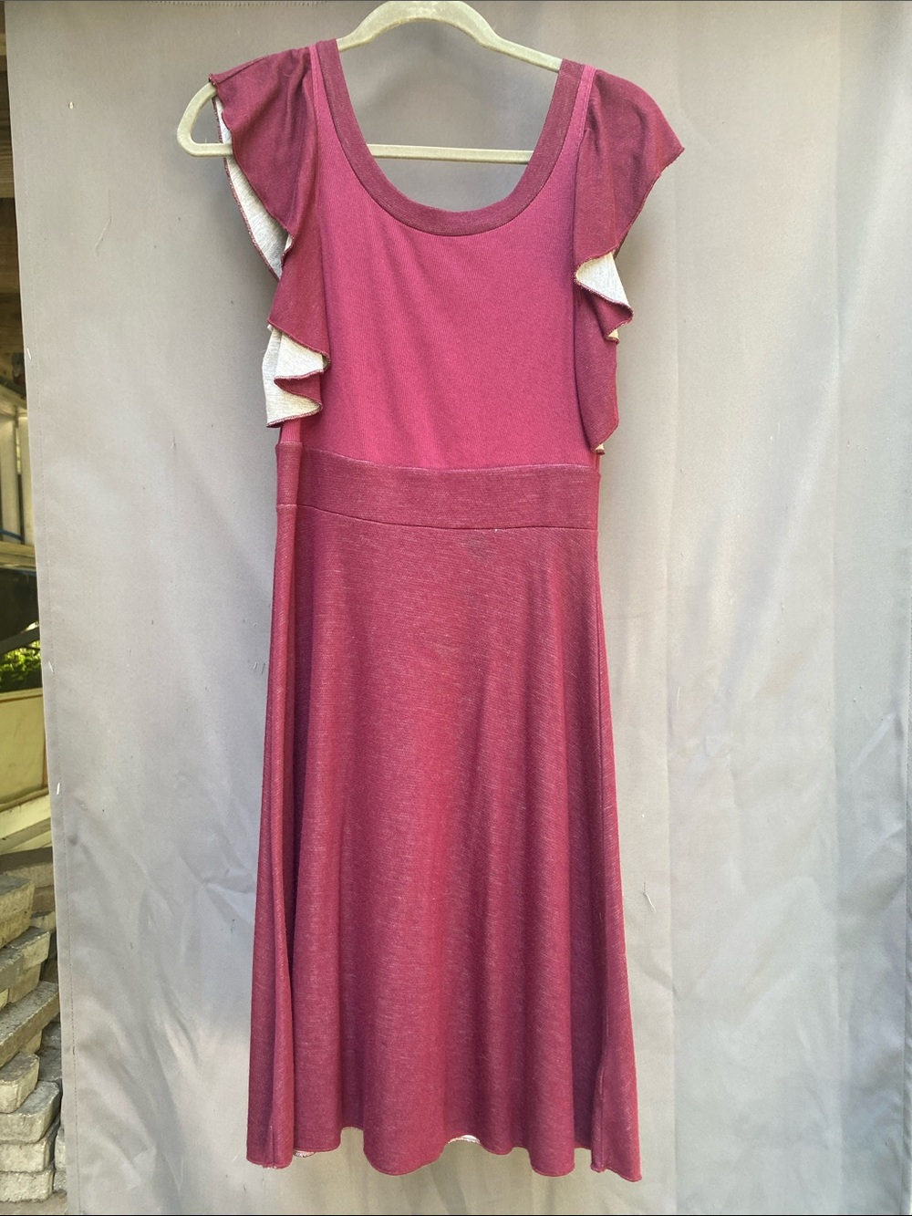 Free People Raspberry Flutter-Sleeve Midi Dress